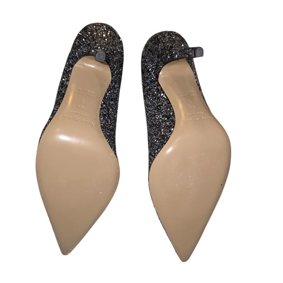 NIB Kate Spade Licorice Black/Silver Glitter Heels - Size 9.5 - Made in Italy - Picture 6 of 10